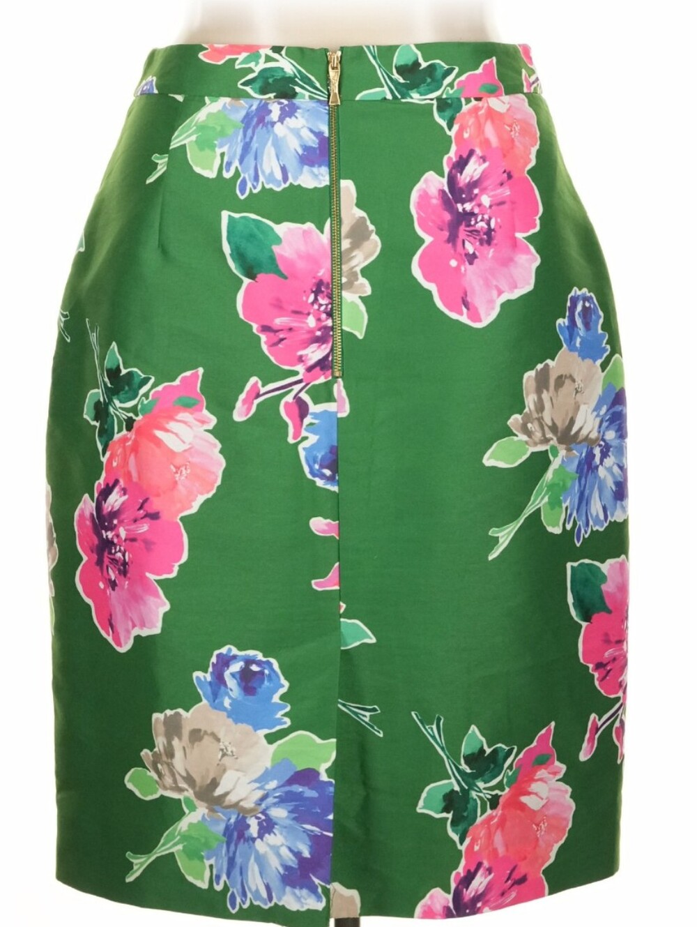 Kate Spade Green Floral Pencil Skirt with Pink, Blue & Cream Blooms - Picture 3 of 11